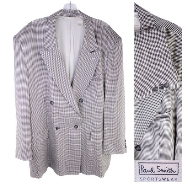 Paul Smith Blazer Women Houndstooth Double Breasted Women's Sz 4 Sport Coat EUC - Picture 1 of 12
